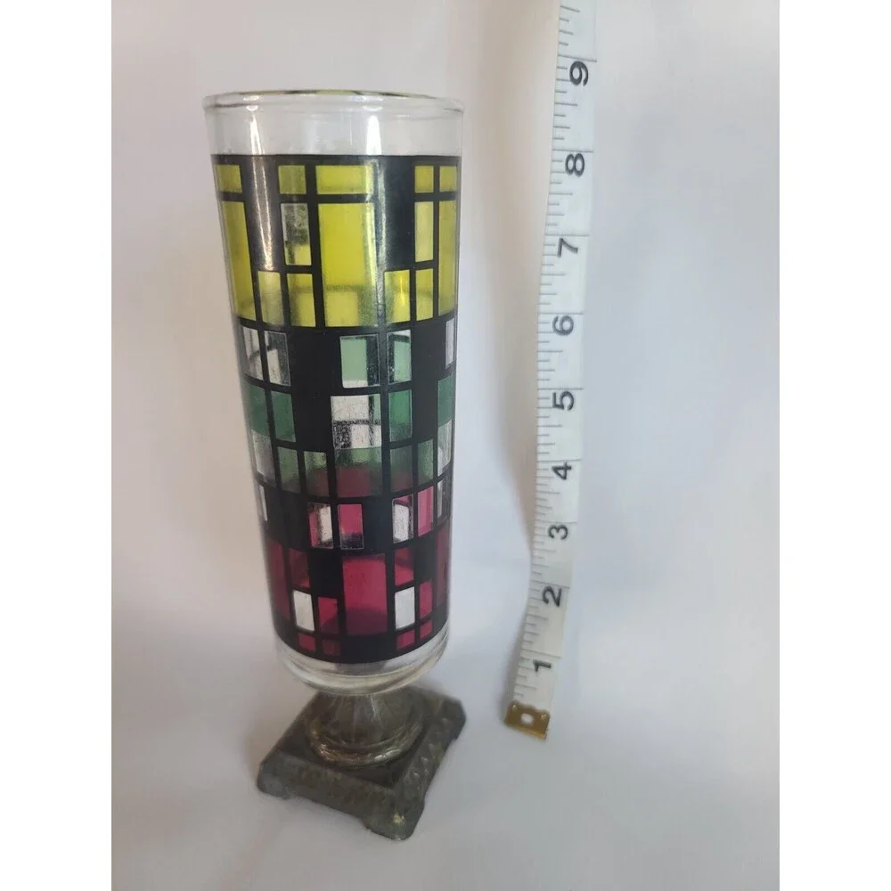 Vintage Antiqued Candelrama Nu-Trend Candle Holder - Stained Glass Look